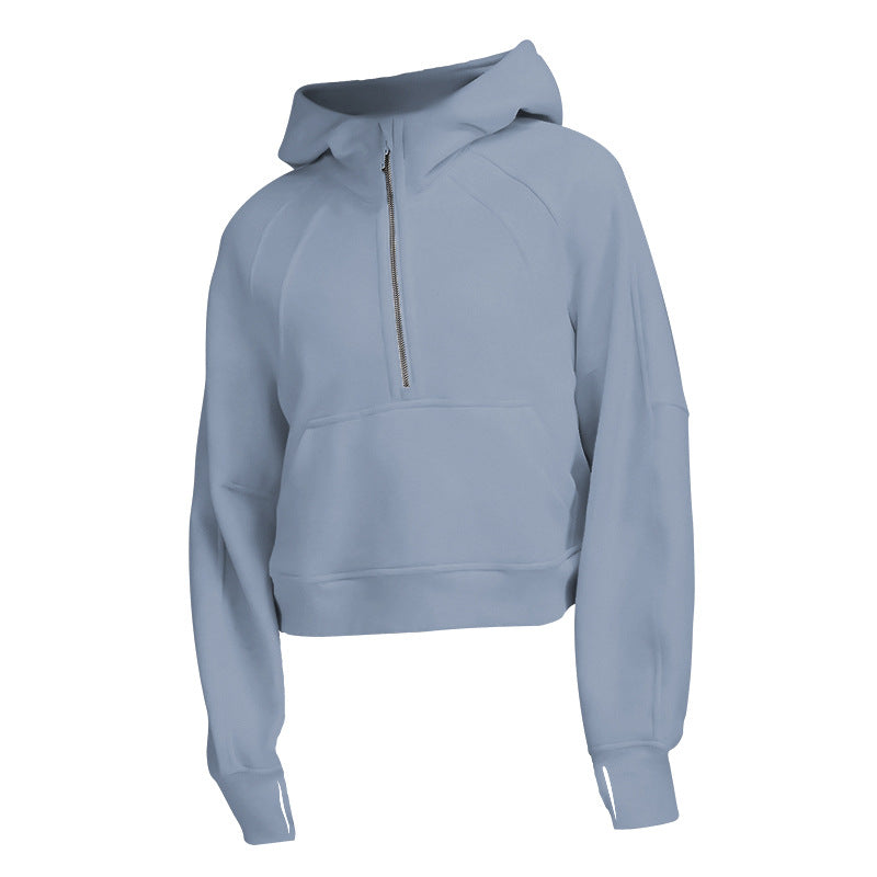 New Women's Sports Fitness Half Zip Hoodie Fleece