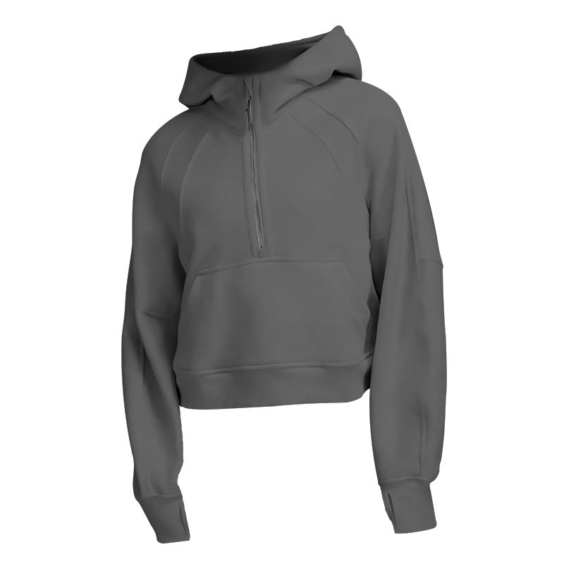 New Women's Sports Fitness Half Zip Hoodie Fleece