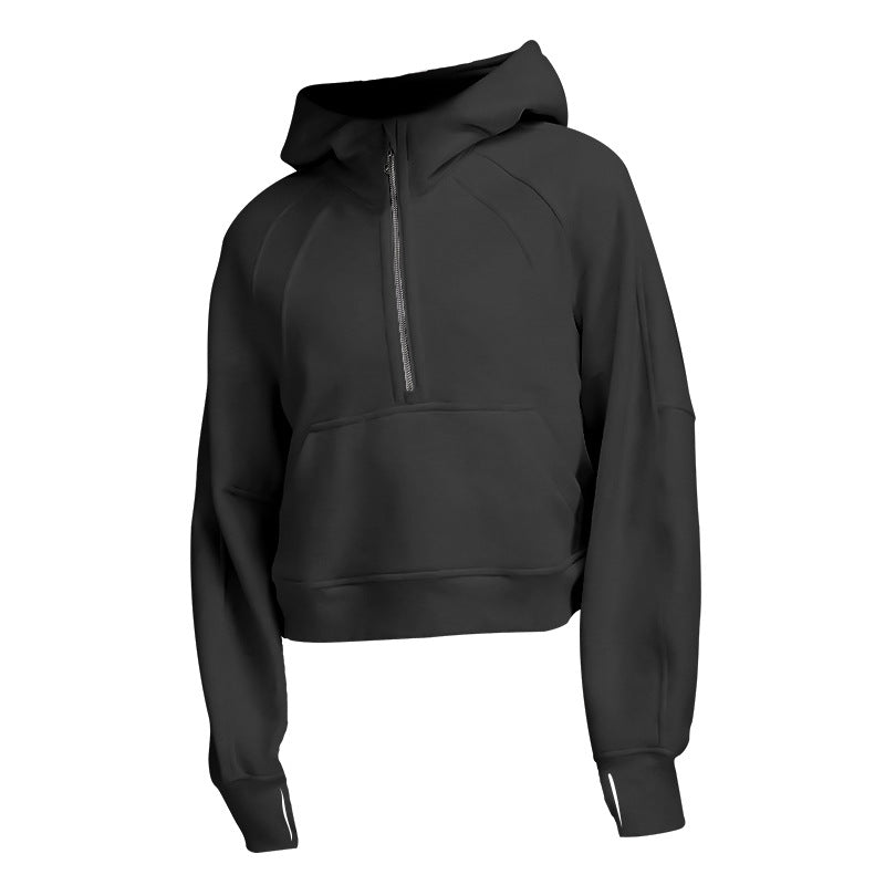 New Women's Sports Fitness Half Zip Hoodie Fleece