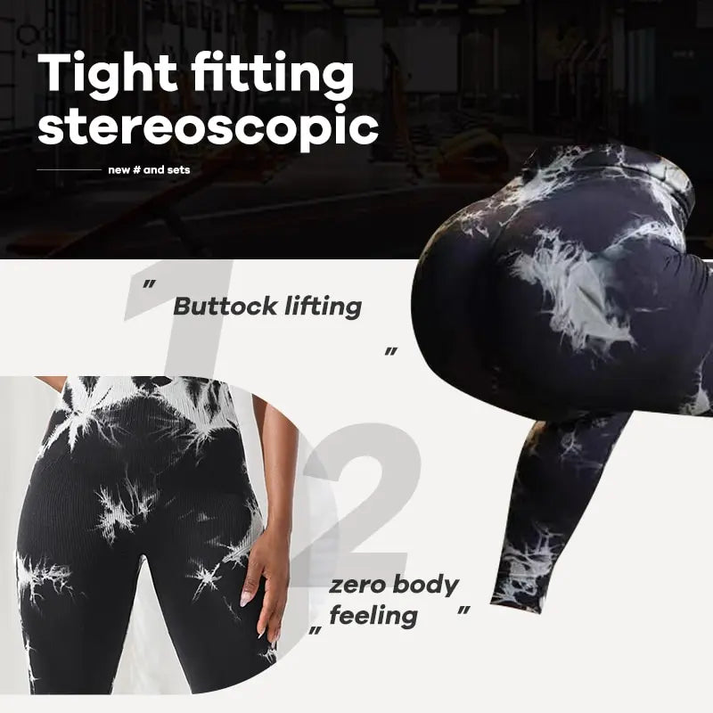 Tie Dye Seamless Leggings for Women High Waist Yoga Pants, Scrunch Butt Lifting Elastic Tights