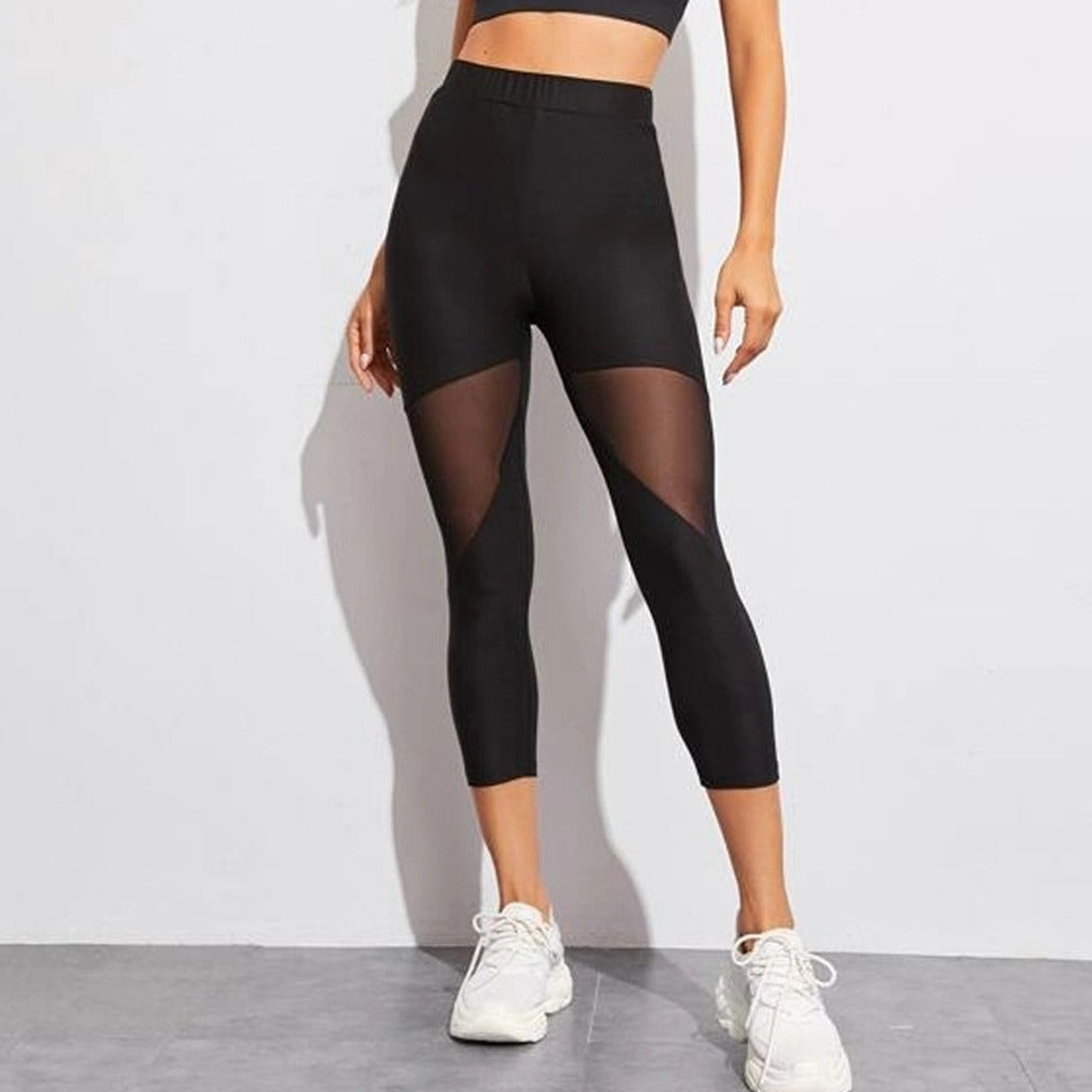 Mesh Stitching Capri Pants Sports Yoga