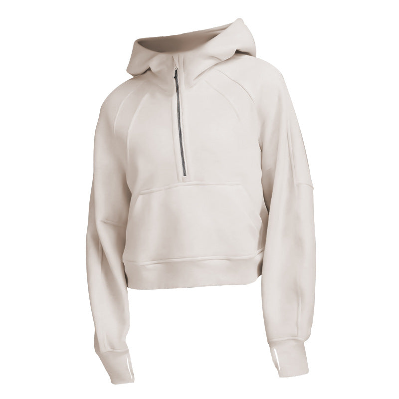 New Women's Sports Fitness Half Zip Hoodie Fleece